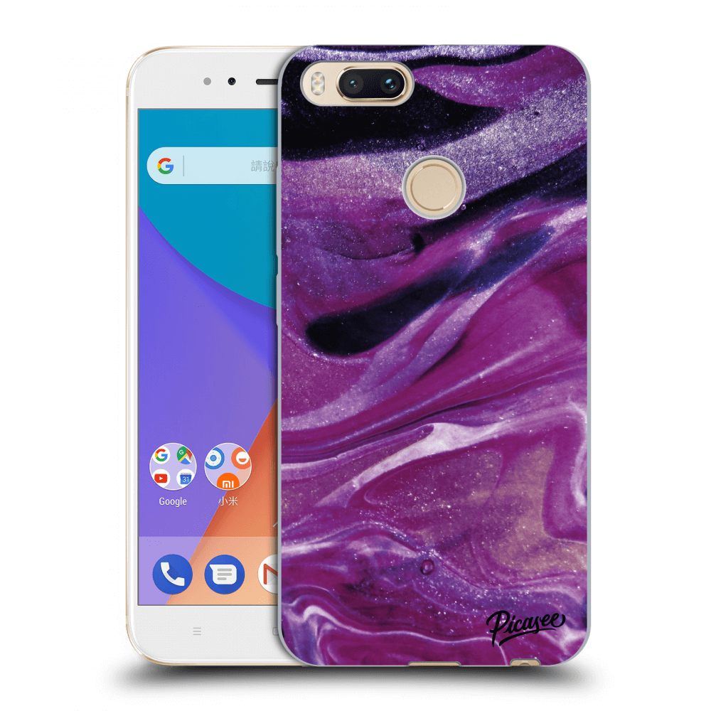 Picasee silikonový průhledný obal pro Xiaomi Mi A1 Global - Purple glitter