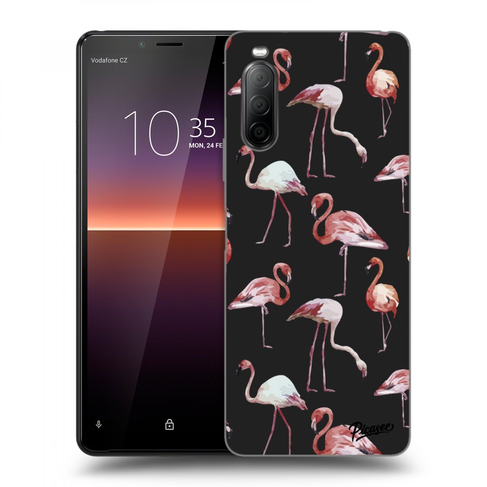 Picasee silikonový černý obal pro Sony Xperia 10 II - Flamingos