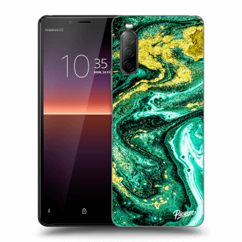 Picasee silikonový černý obal pro Sony Xperia 10 II - Green Gold