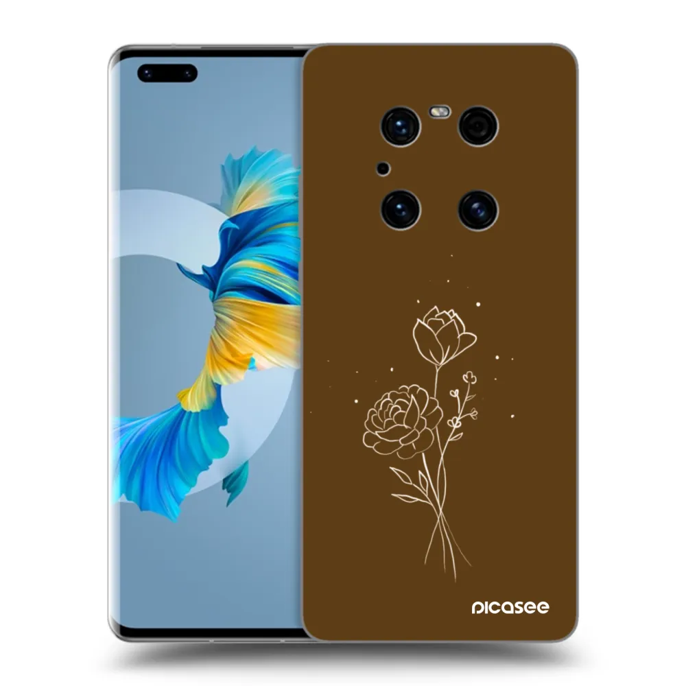 Picasee silikonový černý obal pro Huawei Mate 40 Pro - Brown flowers