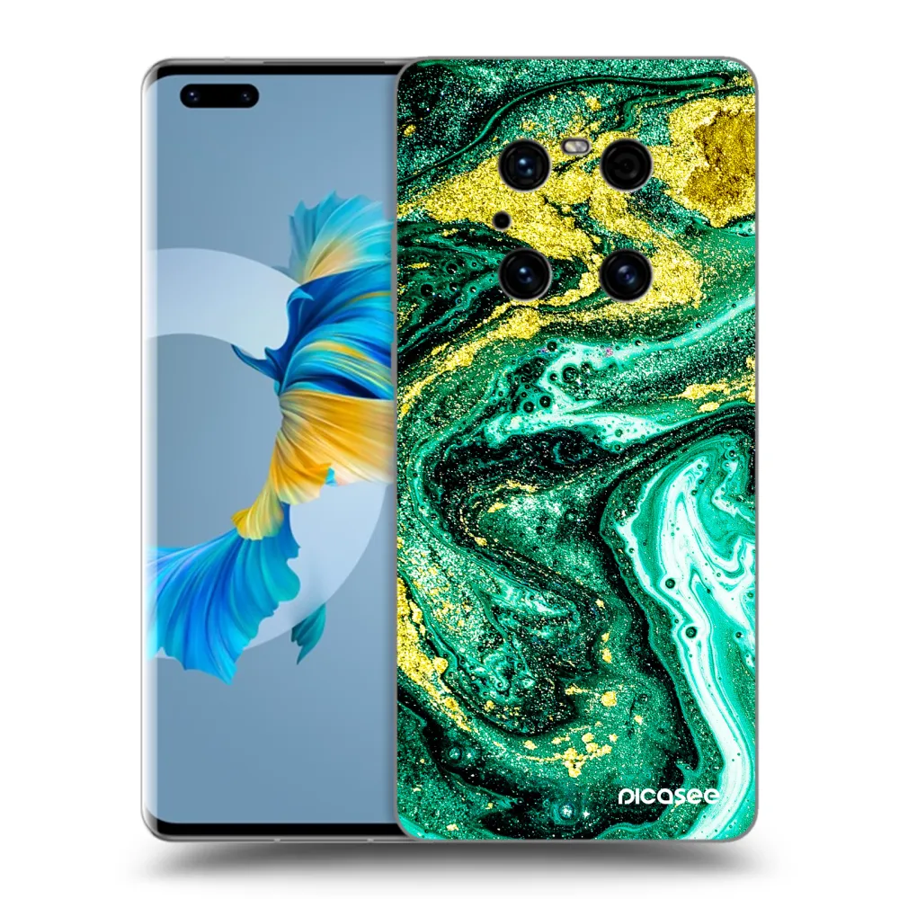 Picasee silikonový černý obal pro Huawei Mate 40 Pro - Green Gold
