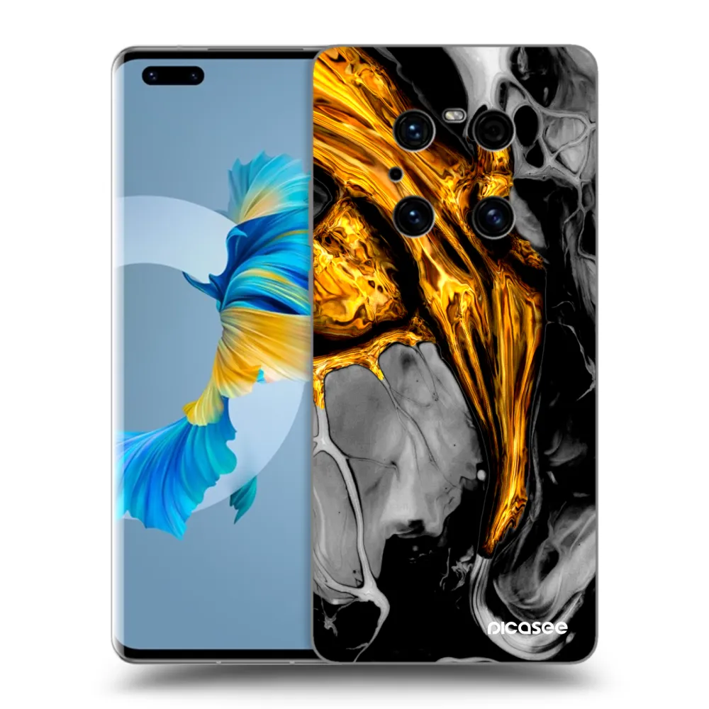 Picasee silikonový černý obal pro Huawei Mate 40 Pro - Black Gold