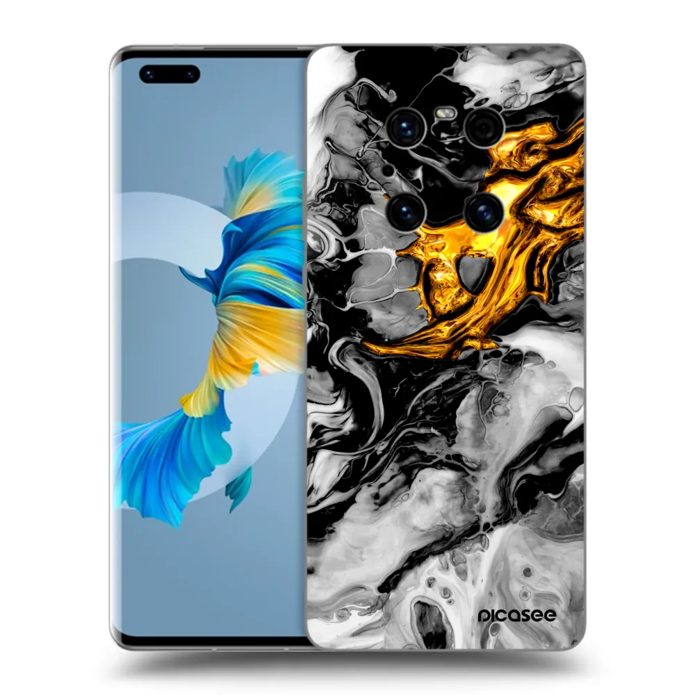 Picasee silikonový černý obal pro Huawei Mate 40 Pro - Black Gold 2