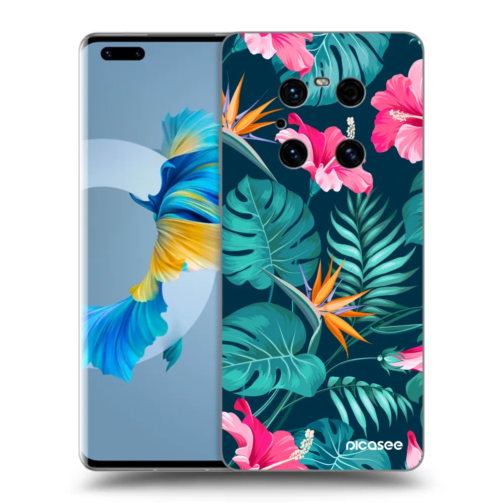 Picasee silikonový černý obal pro Huawei Mate 40 Pro - Pink Monstera
