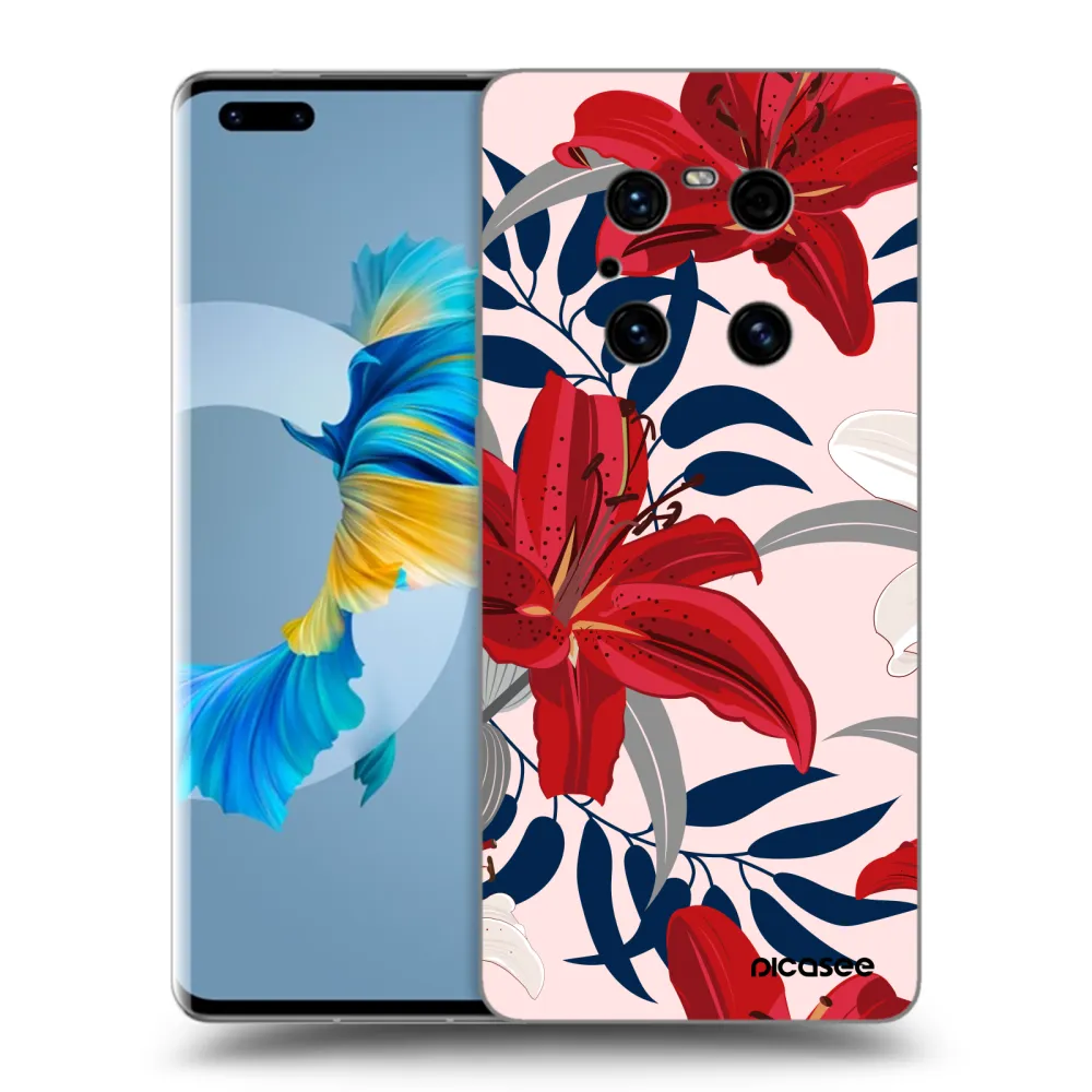 Picasee silikonový černý obal pro Huawei Mate 40 Pro - Red Lily