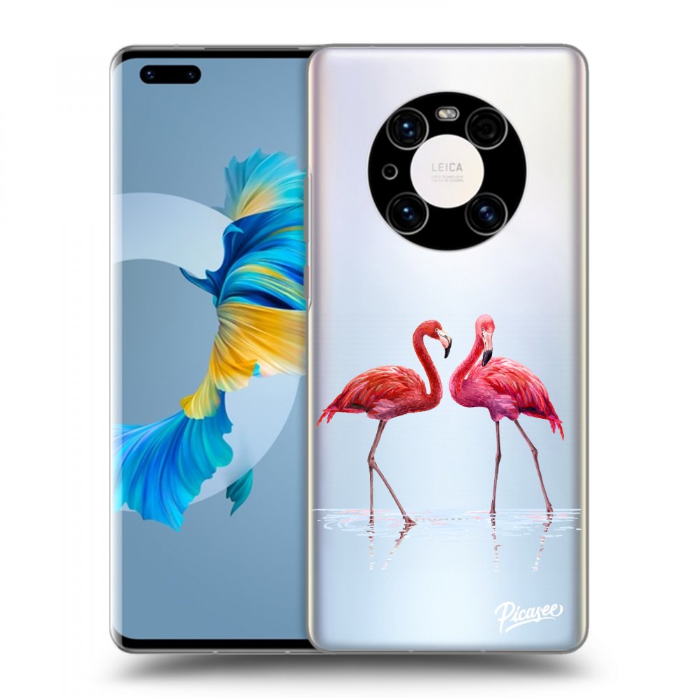 Picasee silikonový průhledný obal pro Huawei Mate 40 Pro - Flamingos couple