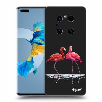 Picasee silikonový černý obal pro Huawei Mate 40 Pro - Flamingos couple