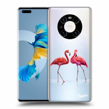 Picasee silikonový průhledný obal pro Huawei Mate 40 Pro - Flamingos couple