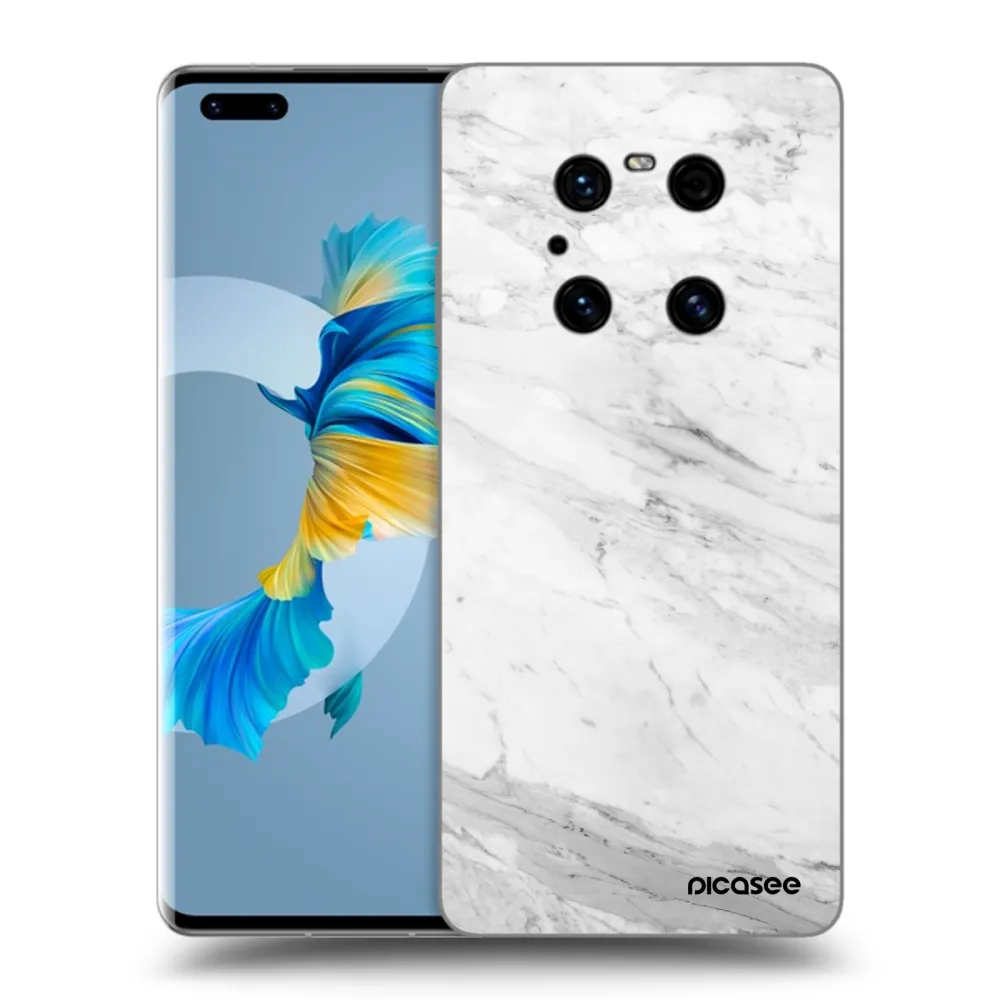 Picasee silikonový černý obal pro Huawei Mate 40 Pro - White marble