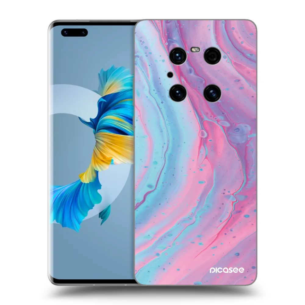 Picasee silikonový černý obal pro Huawei Mate 40 Pro - Pink liquid