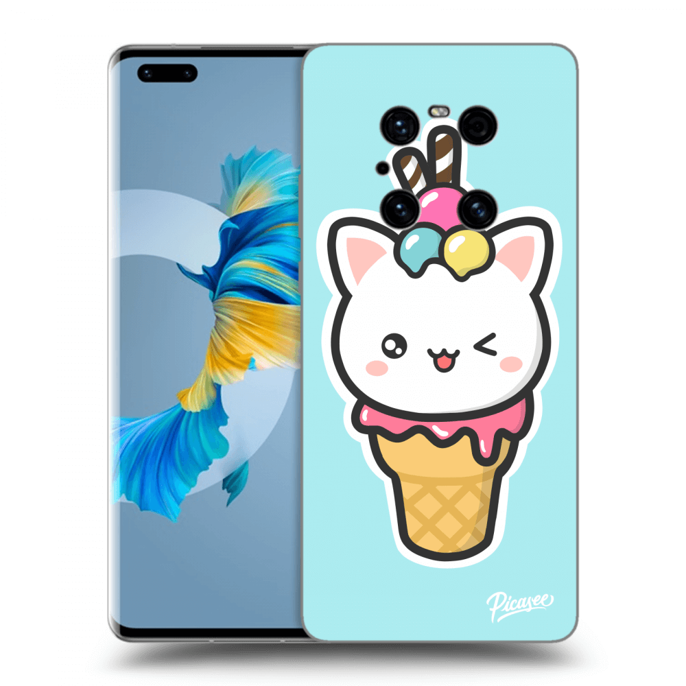 Picasee silikonový průhledný obal pro Huawei Mate 40 Pro - Ice Cream Cat