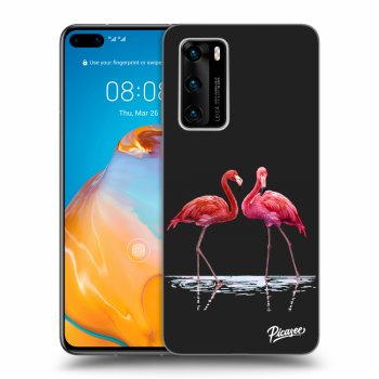 Picasee silikonový černý obal pro Huawei P40 - Flamingos couple