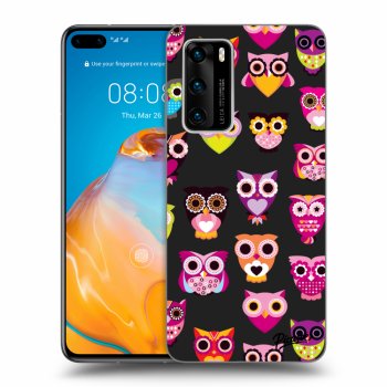 Picasee silikonový černý obal pro Huawei P40 - Owls