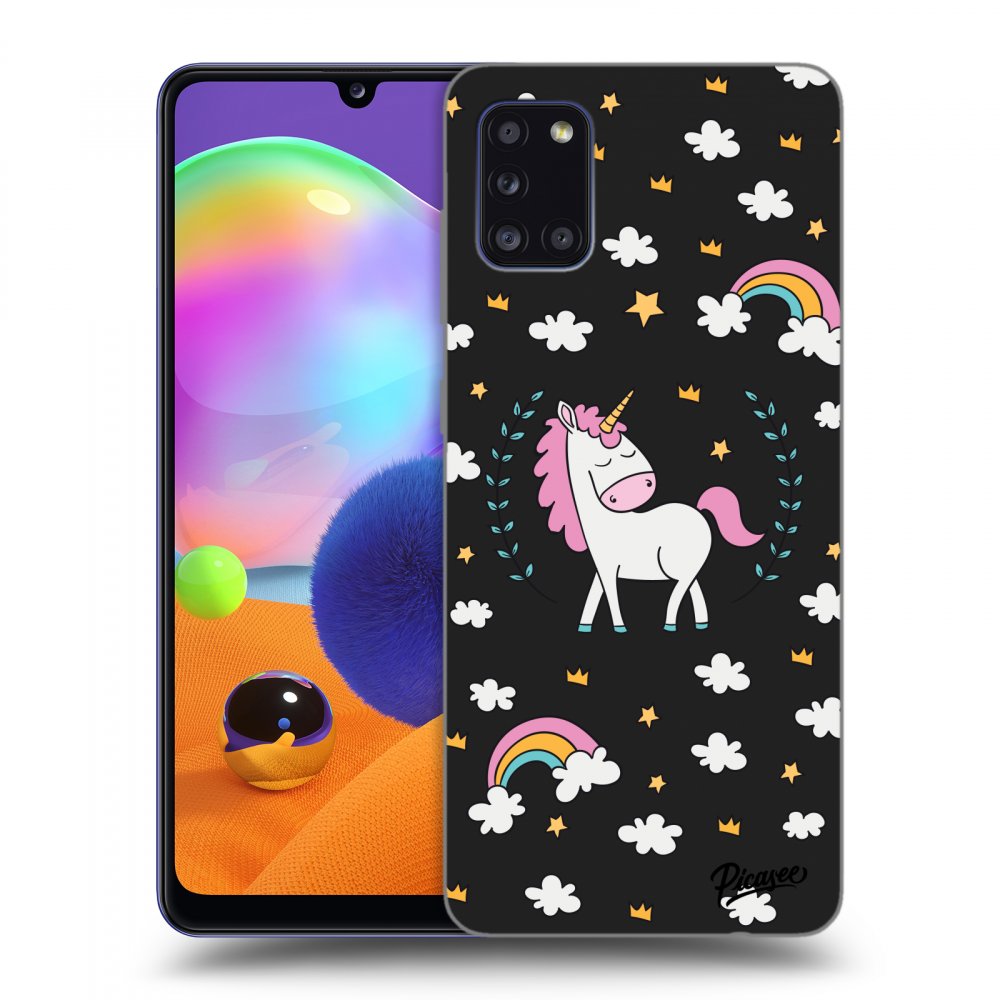 Picasee silikonový černý obal pro Samsung Galaxy A31 A315F - Unicorn star heaven