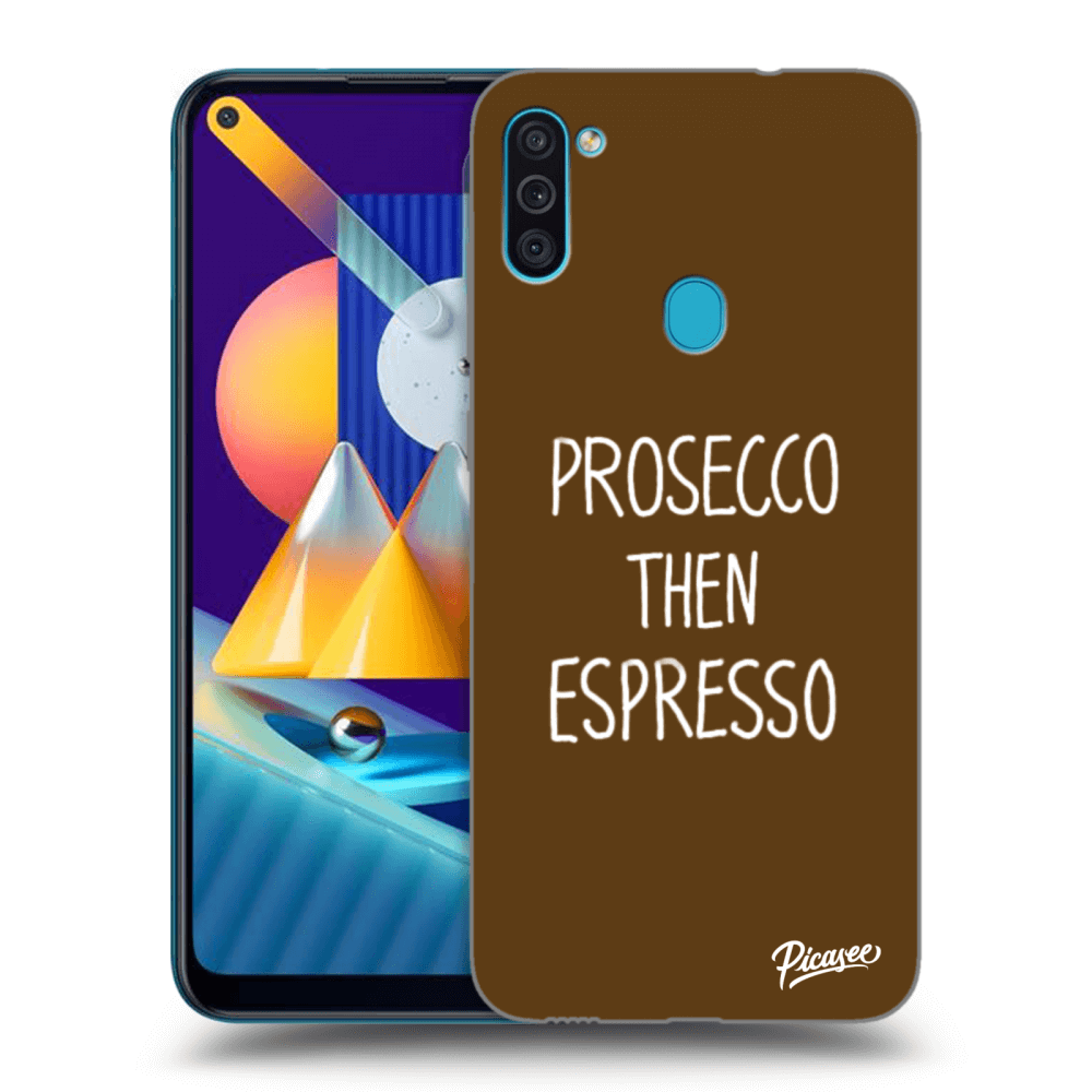 Picasee silikonový černý obal pro Samsung Galaxy M11 - Prosecco then espresso