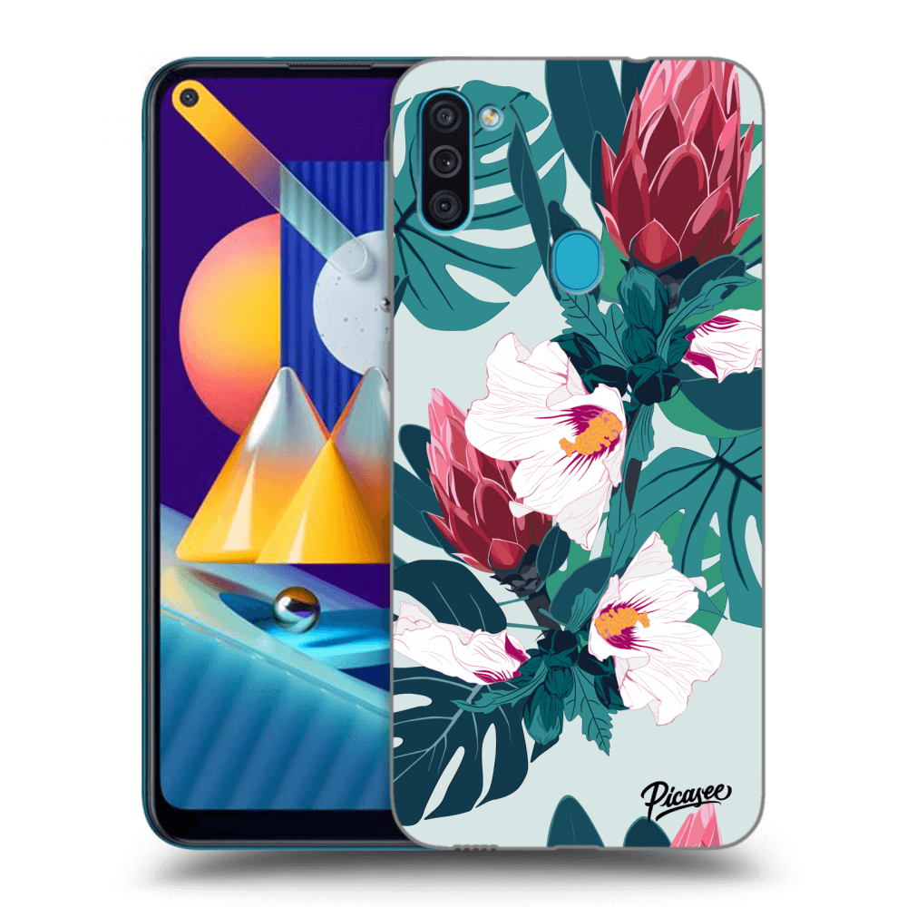 Picasee silikonový černý obal pro Samsung Galaxy M11 - Rhododendron