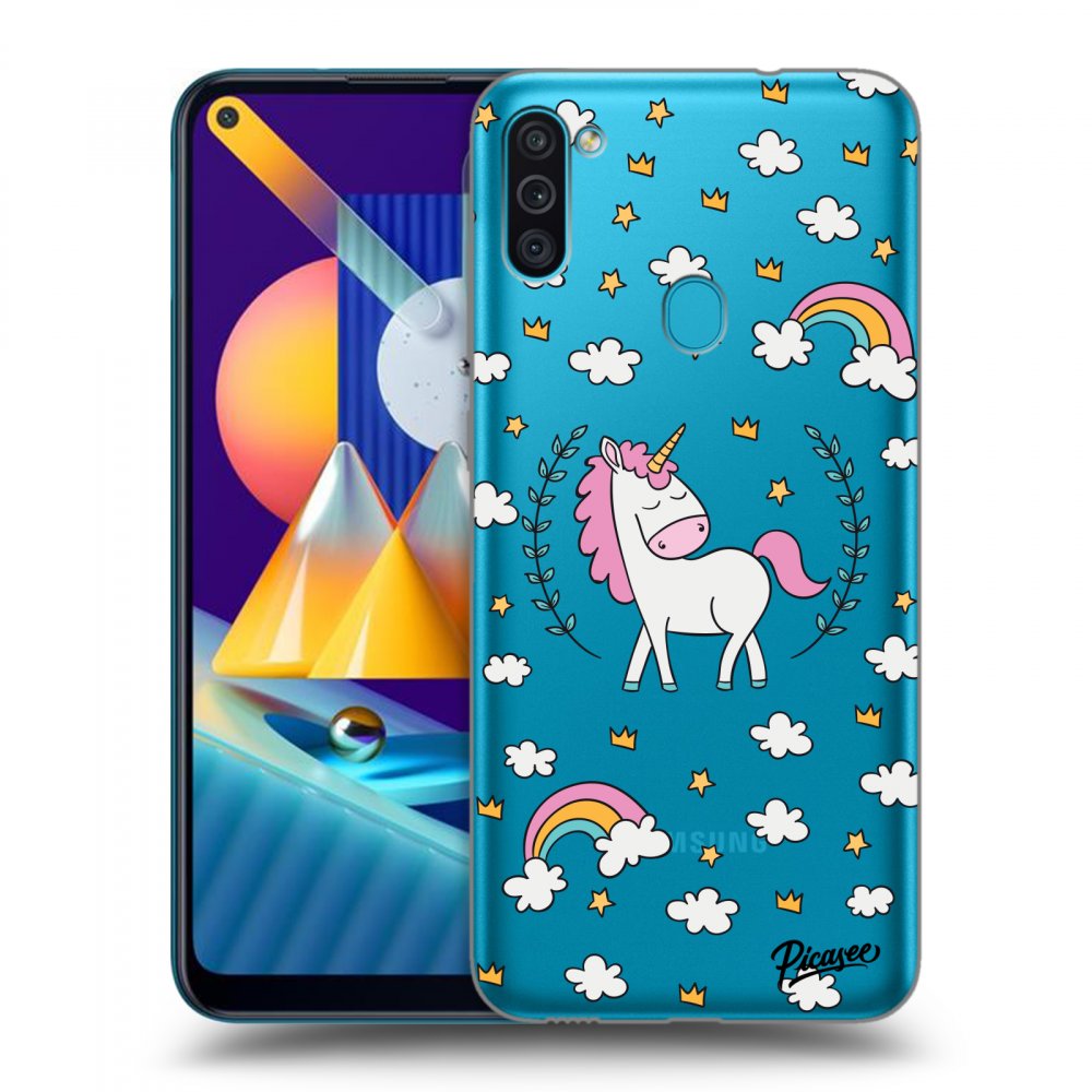Picasee silikonový průhledný obal pro Samsung Galaxy M11 - Unicorn star heaven