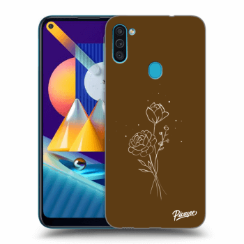 Picasee silikonový průhledný obal pro Samsung Galaxy M11 - Brown flowers