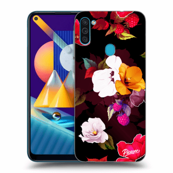 Picasee silikonový černý obal pro Samsung Galaxy M11 - Flowers and Berries
