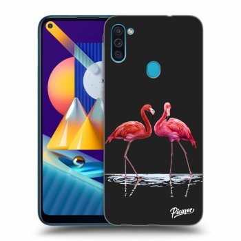 Picasee silikonový černý obal pro Samsung Galaxy M11 - Flamingos couple