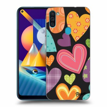 Picasee silikonový černý obal pro Samsung Galaxy M11 - Colored heart