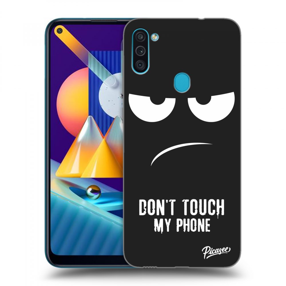 Picasee silikonový černý obal pro Samsung Galaxy M11 - Don't Touch My Phone