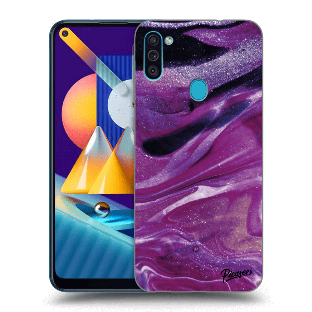 Picasee silikonový černý obal pro Samsung Galaxy M11 - Purple glitter