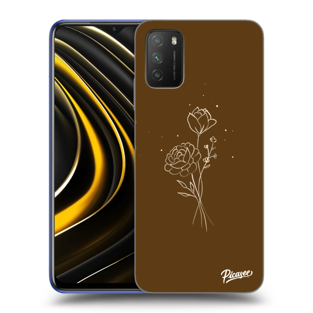 Picasee silikonový černý obal pro Xiaomi Poco M3 - Brown flowers