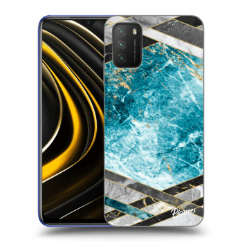 Picasee silikonový černý obal pro Xiaomi Poco M3 - Blue geometry
