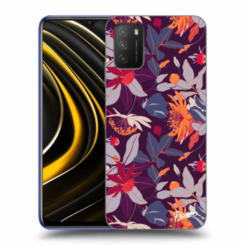 Picasee silikonový černý obal pro Xiaomi Poco M3 - Purple Leaf