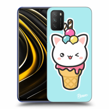 Picasee silikonový průhledný obal pro Xiaomi Poco M3 - Ice Cream Cat