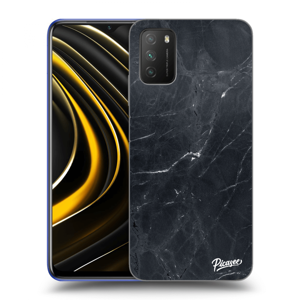 Picasee silikonový průhledný obal pro Xiaomi Poco M3 - Black marble