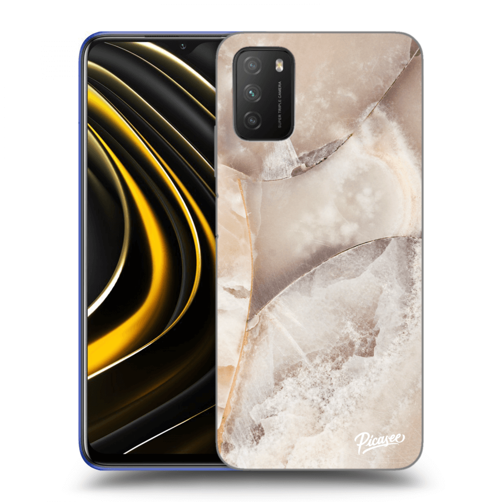 Picasee silikonový černý obal pro Xiaomi Poco M3 - Cream marble