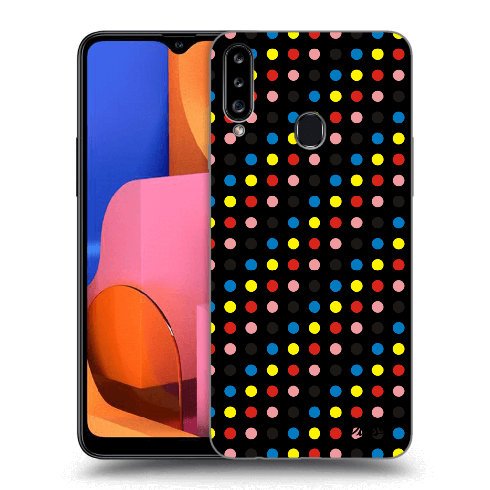 Picasee silikonový černý obal pro Samsung Galaxy A20s - Colorful dots