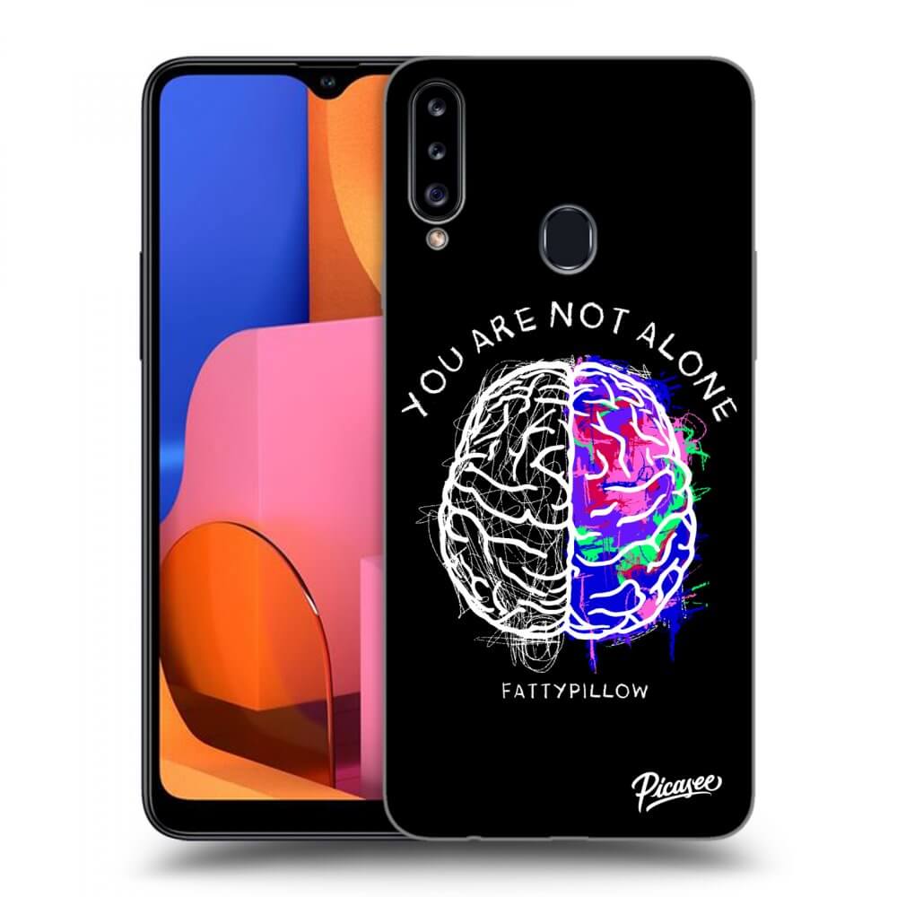 Picasee silikonový černý obal pro Samsung Galaxy A20s - Brain - White