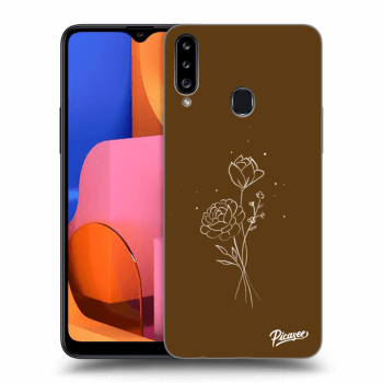 Picasee silikonový průhledný obal pro Samsung Galaxy A20s - Brown flowers