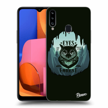 Picasee silikonový černý obal pro Samsung Galaxy A20s - Forest owl