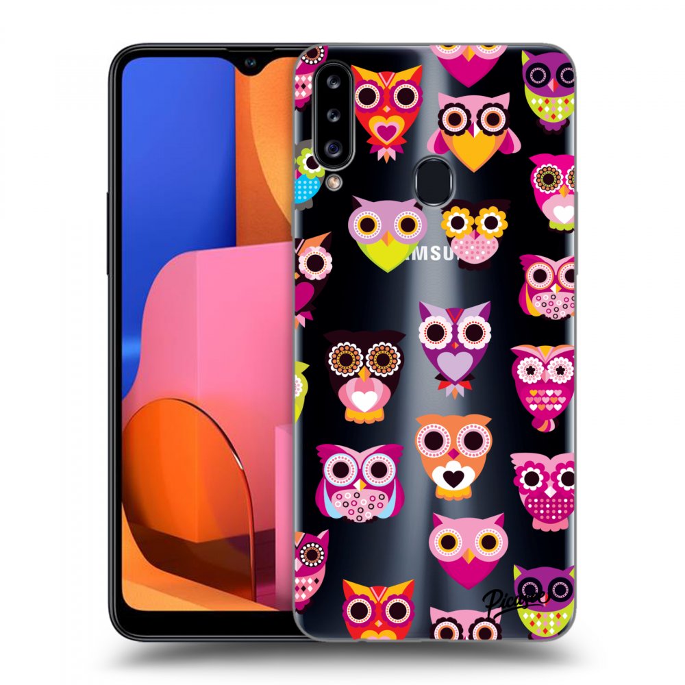Picasee silikonový průhledný obal pro Samsung Galaxy A20s - Owls