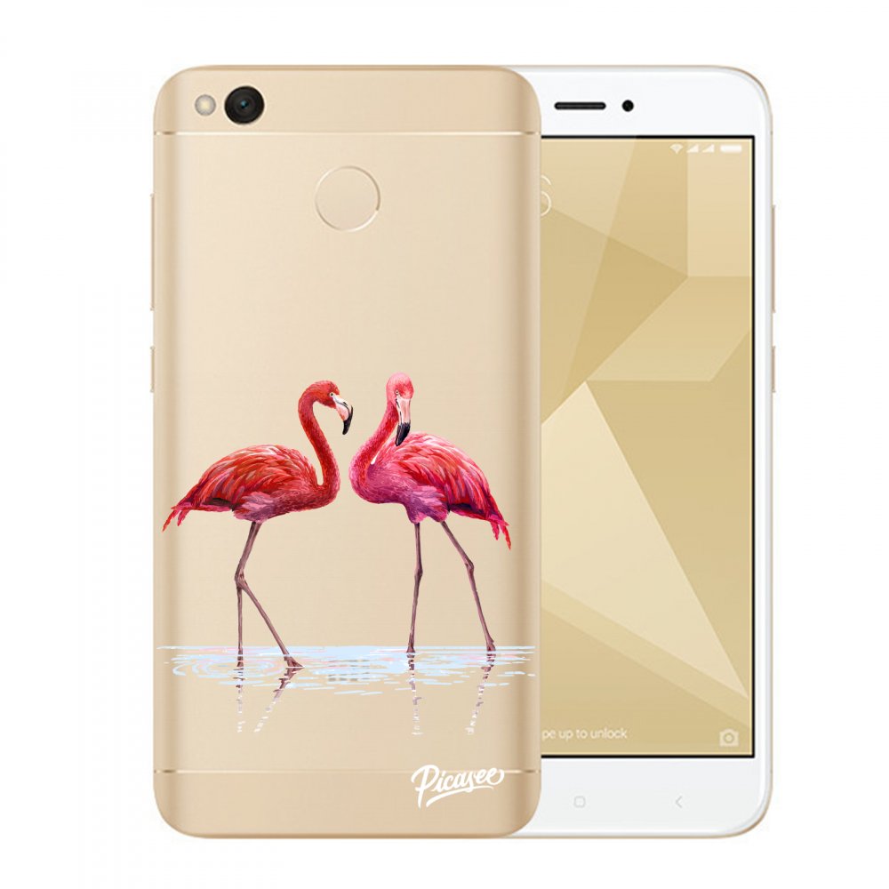 Picasee silikonový průhledný obal pro Xiaomi Redmi 4X Global - Flamingos couple