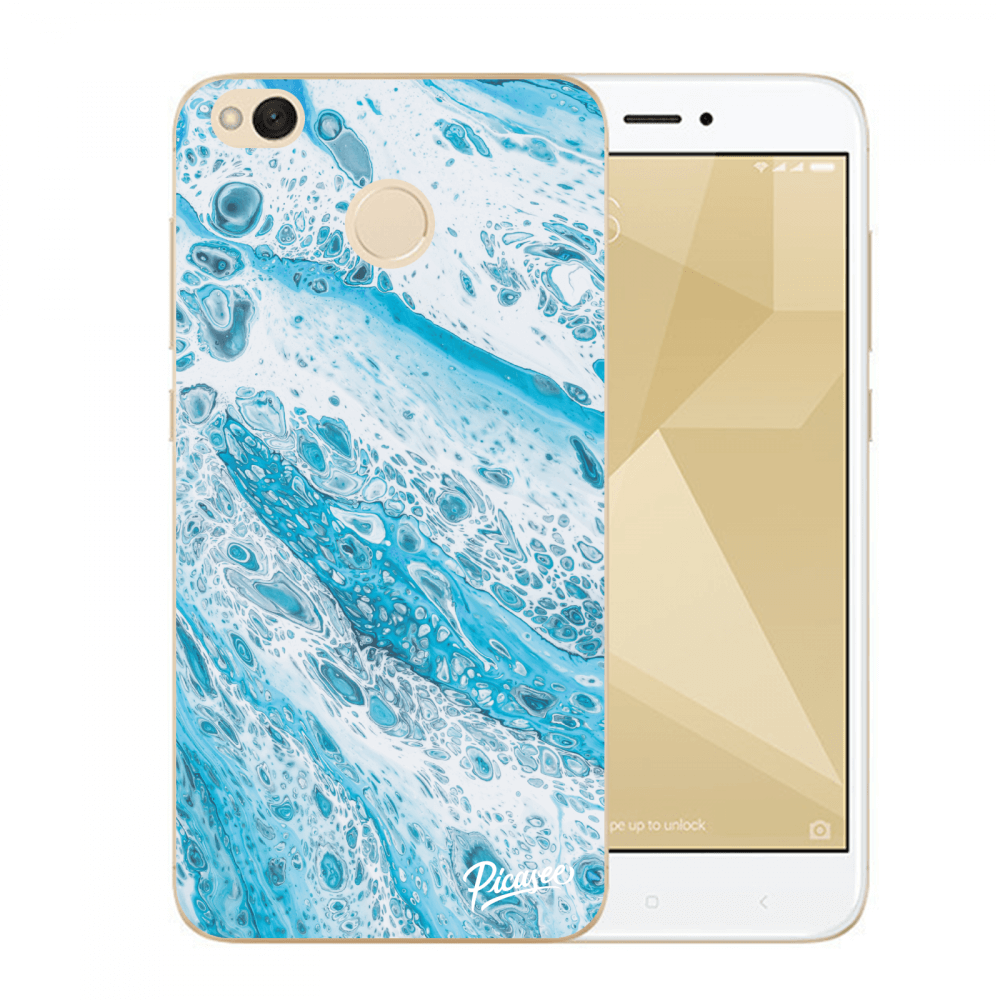 Picasee silikonový průhledný obal pro Xiaomi Redmi 4X Global - Blue liquid