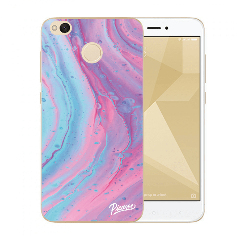 Picasee silikonový průhledný obal pro Xiaomi Redmi 4X Global - Pink liquid