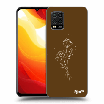 Picasee silikonový černý obal pro Xiaomi Mi 10 Lite - Brown flowers