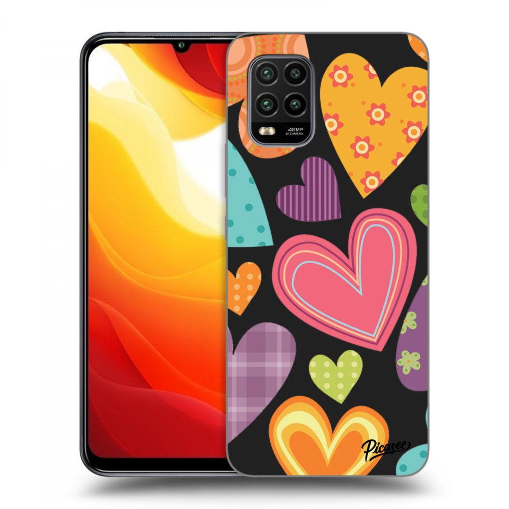 Picasee silikonový černý obal pro Xiaomi Mi 10 Lite - Colored heart