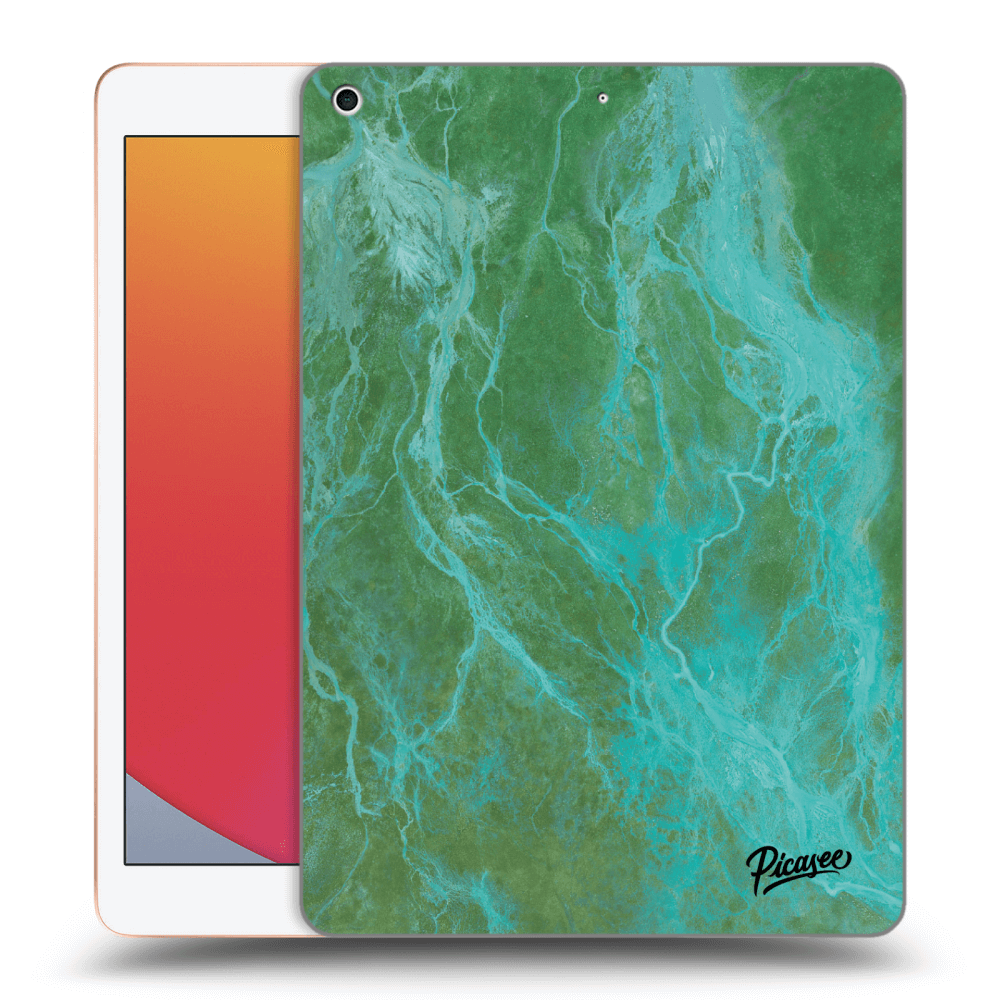 Picasee silikonový průhledný obal pro Apple iPad 10.2" 2020 (8. gen) - Green marble