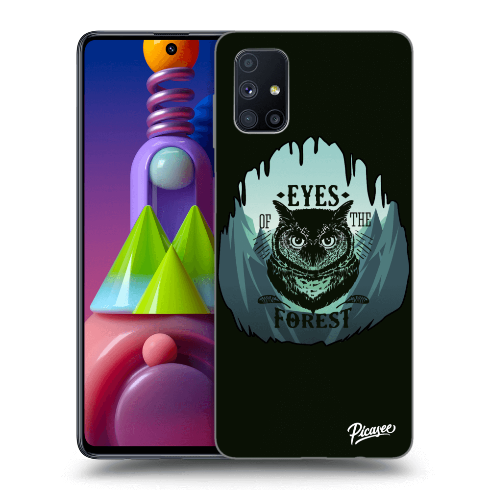 Picasee silikonový černý obal pro Samsung Galaxy M51 M515F - Forest owl