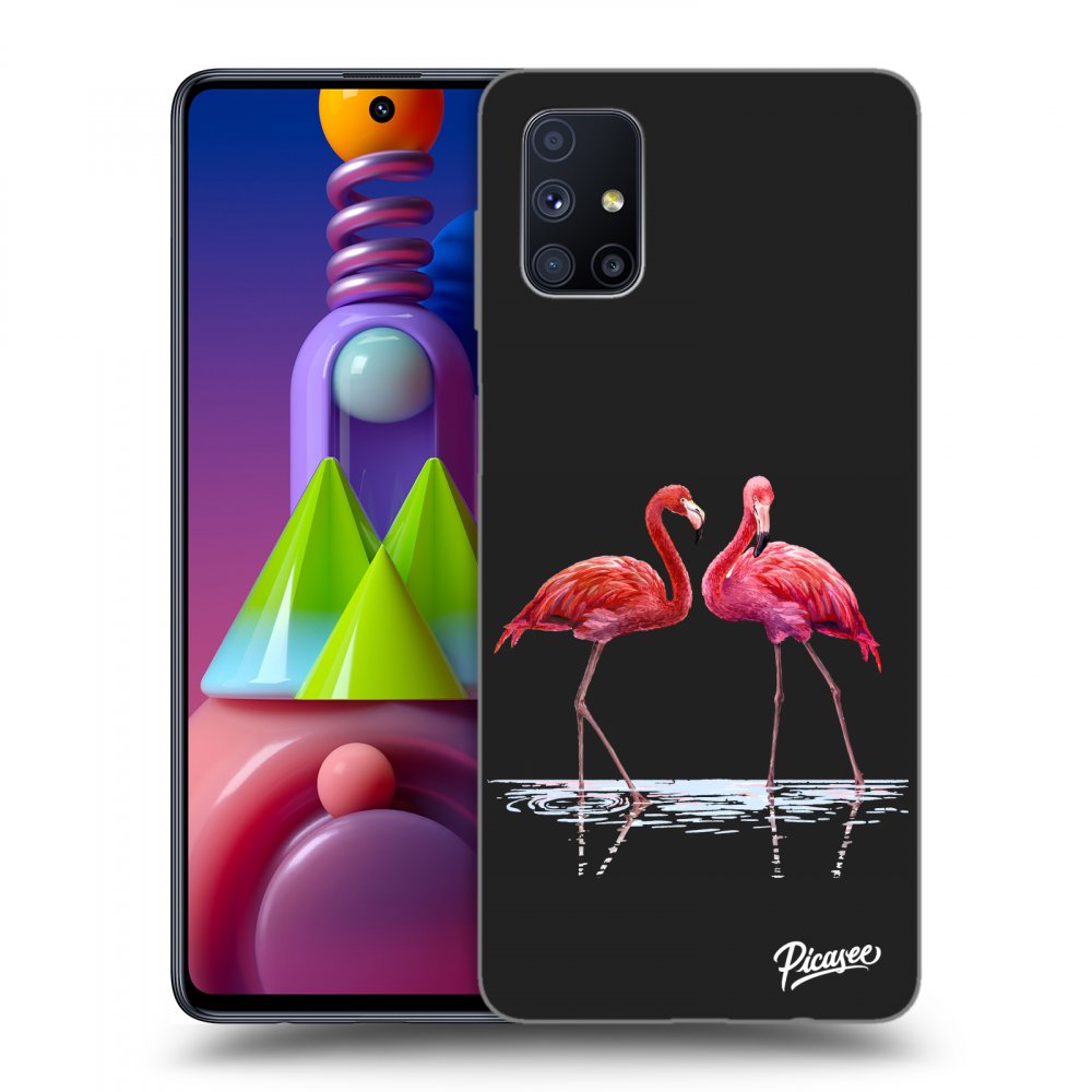 Silikonový černý Obal Pro Samsung Galaxy M51 M515F - Flamingos Couple