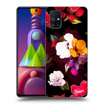 Picasee silikonový černý obal pro Samsung Galaxy M51 M515F - Flowers and Berries