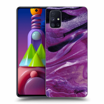 Picasee silikonový průhledný obal pro Samsung Galaxy M51 M515F - Purple glitter