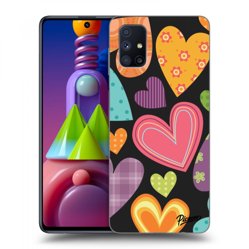 Picasee silikonový černý obal pro Samsung Galaxy M51 M515F - Colored heart