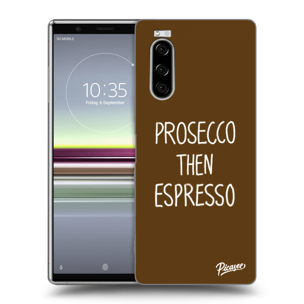 Picasee silikonový černý obal pro Sony Xperia 5 - Prosecco then espresso